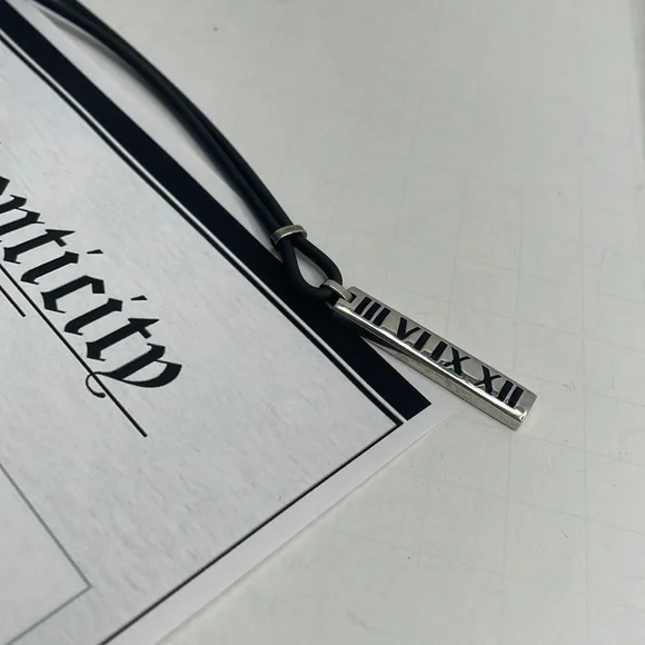 Authentic Tiffany & Co sterling Silver Bar & cord Necklace with COA - Picture 2 of 9